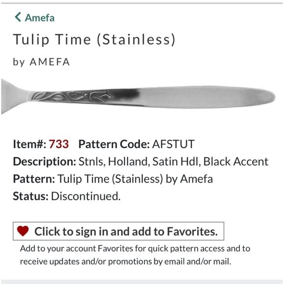 Tulip Time Stainless Flatware Set By Amefa 119 Pcs Holland Black Accent Satin Fi